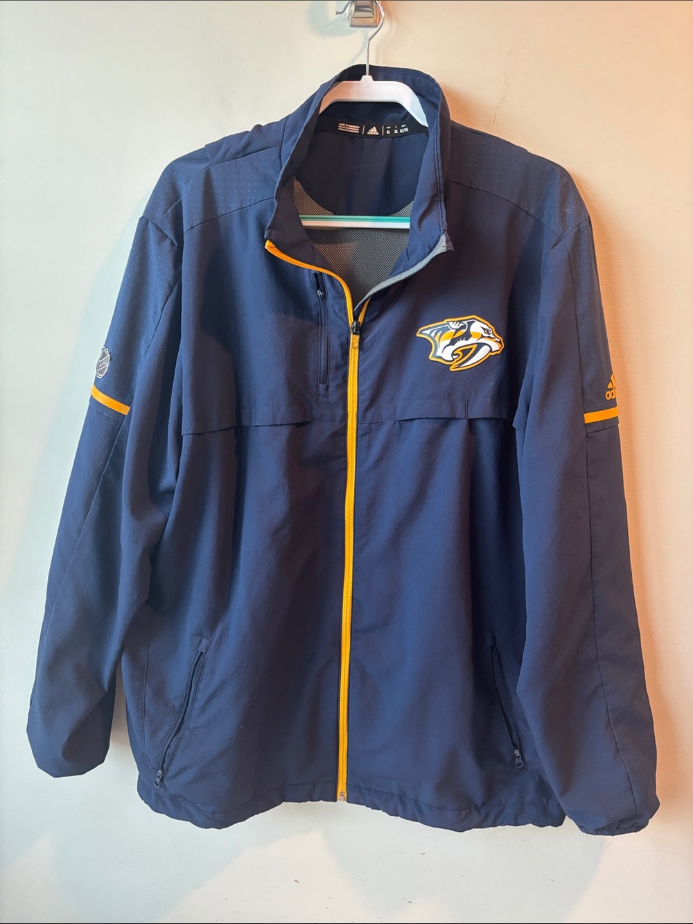 adidas Navy and Yellow Nashville Predators Lightweight vented Jacket